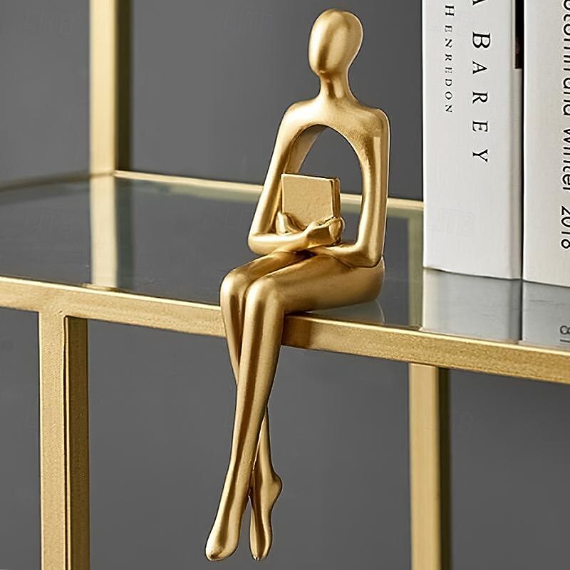 Золотая статуя, украшения для дома для гостиной, декор полки, современный декор книжной полки, статуэтки, настольная скульптура, декор стола 2025 - $18.99 –P6