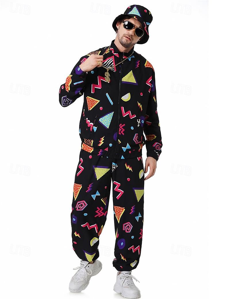 Retro / vintage 80-talet Hiphop Kläder Tillbehör set Sportkläder Disk Maskeradkläder Herr Karnevalsdräkt Halloween Karnival Nyår Fest / afton Prideparad Pride månad Vuxna Topp Byxor Armband Alla 2025 - $52.99 –P6