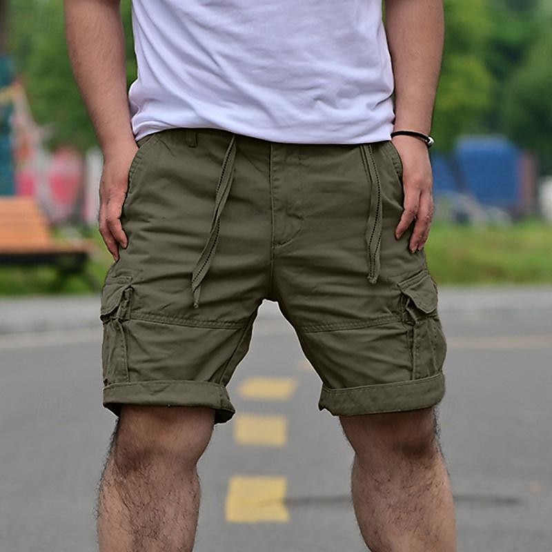 Men's Tactical Shorts Cargo Shorts Shorts Buttons Drawstring Multi Pocket Plain Wearable Short Outdoor Daily Camping & Hiking Fashion Classic Black White 2025 - $26.99 –P3