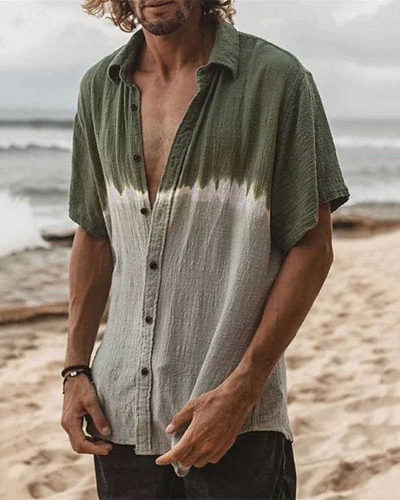 Per uomo Camicia Camicia Estiva Camicia casual Camicia da Spiaggia Camicia con Bottoni Verde militare Manica Corta Blocco di colori Bavero Vacanza Camicia hawaiana Abbigliamento Poliestere Moda del 2025 a $26.99 –P1