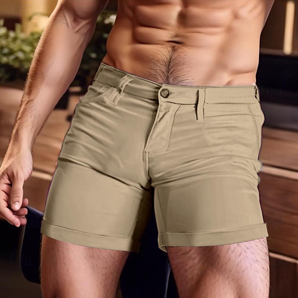 Men's Shorts Summer Shorts Work Shorts Casual Shorts Buttons Pocket Plain Comfort Short Holiday Beach Weekend Fashion Casual White Yellow 2025 - $21.99 –P13