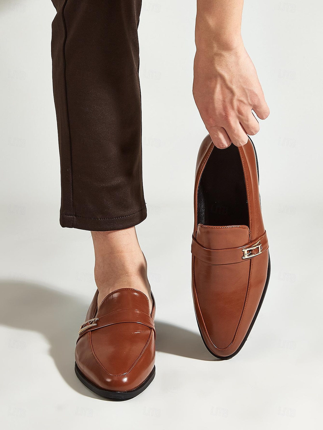 ανδρικά μαύρα loafers από ψεύτικο δέρμα – slip-on dress παπούτσια με μεταλλική προφορά για επαγγελματικούς, γραφείο και επίσημες περιστάσεις 2025 - $59.99 –P5