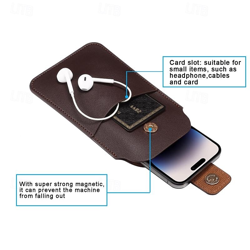 Men Cellphone Loop Holster Case Belt Waist Bag Props PU Leather Purse Phone Wallet Vintage Belt Mobile Phone Protective Sheath 2025 - $16.99 –P8