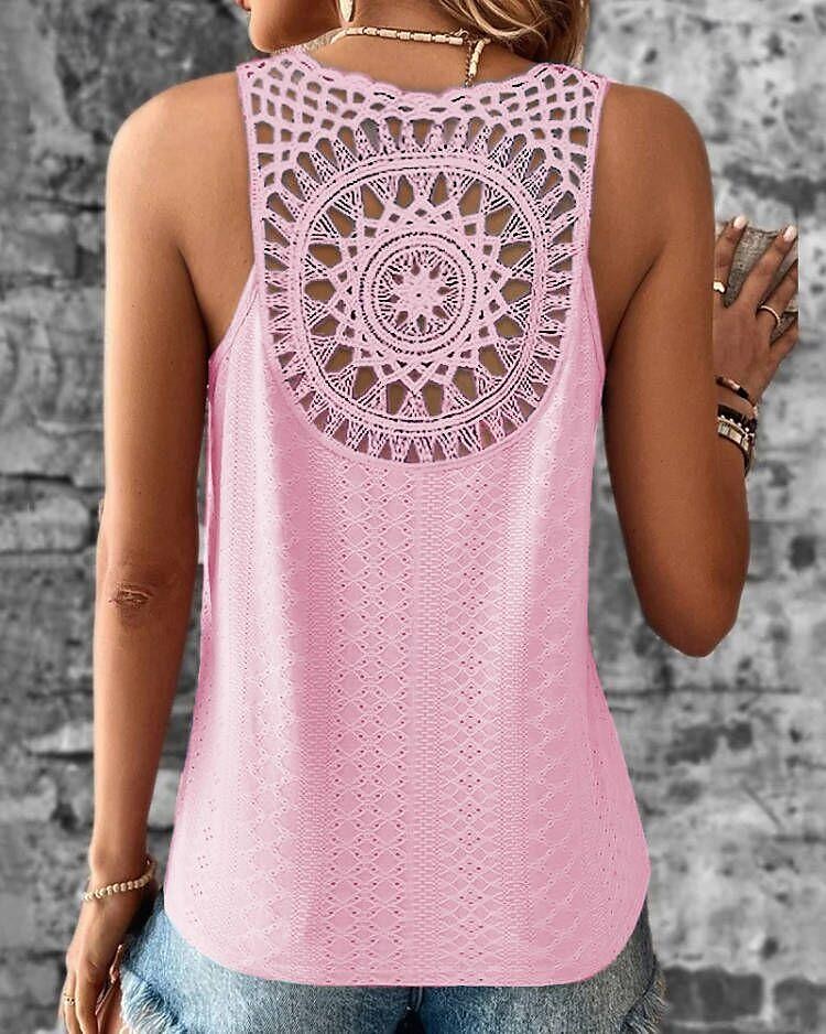 Top de tirantes de mujer blanco rosa azul liso corte en la calle moda diaria V cuello ajuste regular S 2025 - $17.49 –P5