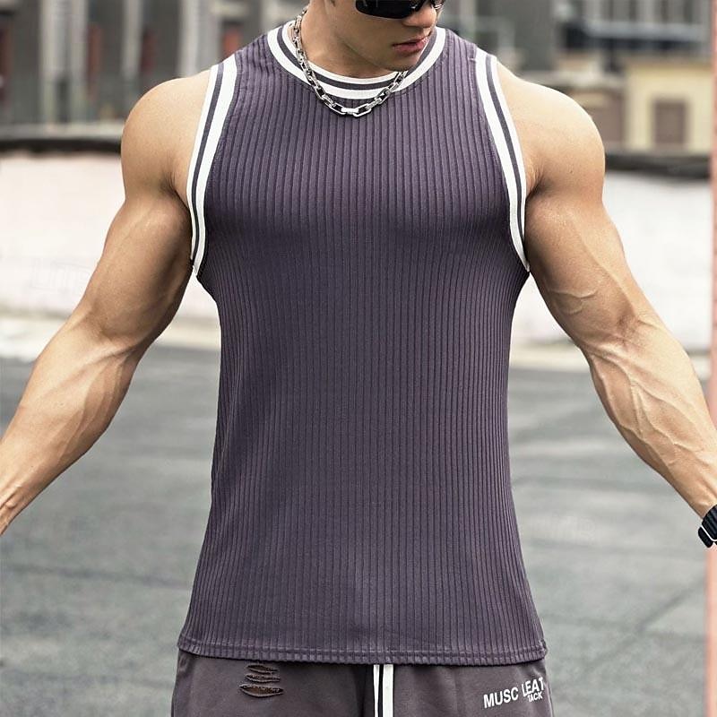 Voor heren Training tanktop Hardlooptanktop Fitness tanktop Lapwerk Mouwloos Ves / Mouwloos Casual Sportkleding Effen Sneldrogend Zacht Ademend Sportschooltraining Wandelen Joggen Sportkleding 2025 - $15.49 –P11