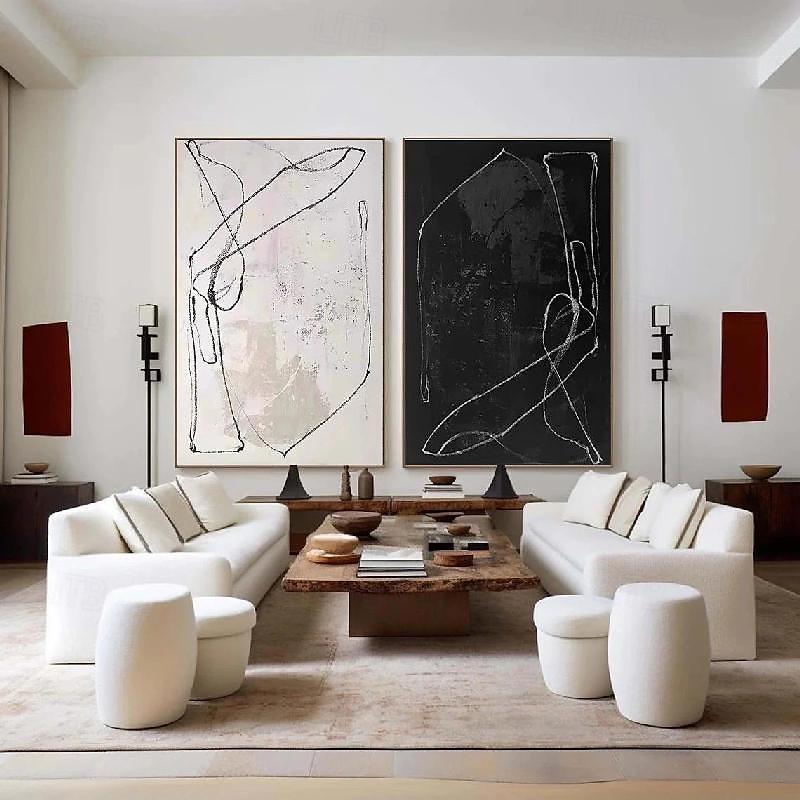 černobílá olejomalba wabi sabi abstraktní malba ruční malba na zeď umělecká díla obrázek moderní abstraktní olejomalba geometrické postavy malba nástěnné umění pro domácnost 2025 - $116.99 –P1