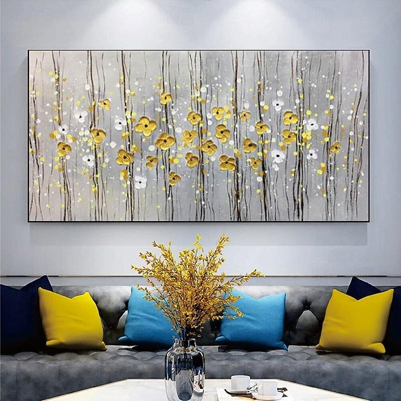 peinture à l'huile de fleur noire jaune sur toile grande peinture à l'huile de fleur art mural fait à la main peinture de texture abstraite art mural peinture personnalisée œuvre d'art moderne de 2025 ? $69.99 –P10