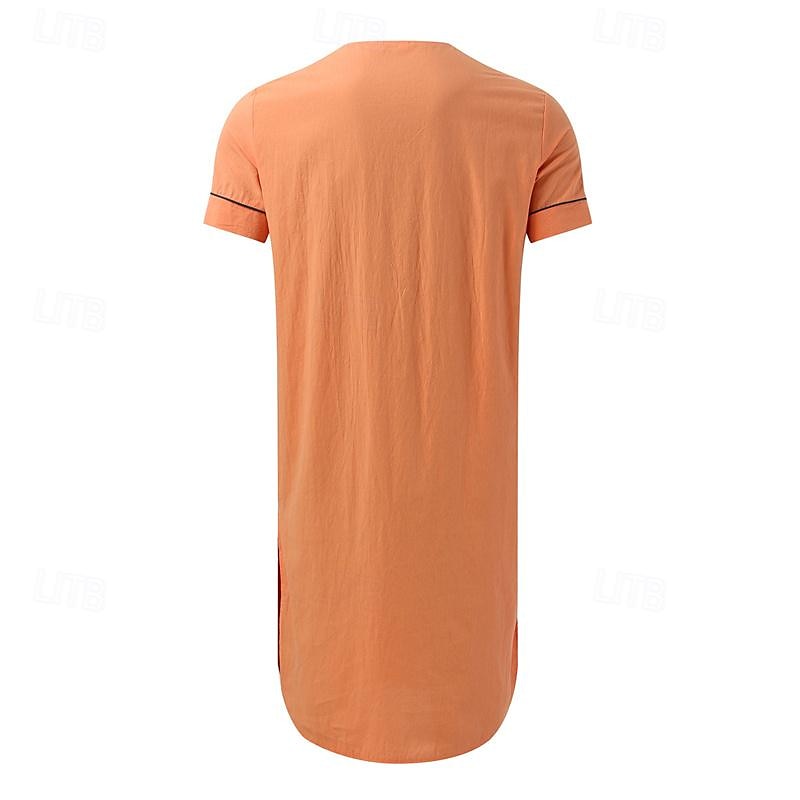 Bărbați loungewear Camasa de noapte Cămașă de noapte Culoare pură Stilat Confortabili Halate kimono Zilnic Casă Poliester Απαλό Respirabil În V Manșon scurt Buzunar Vară Primăvară Negru Alb 2026 - $29.99 –P2