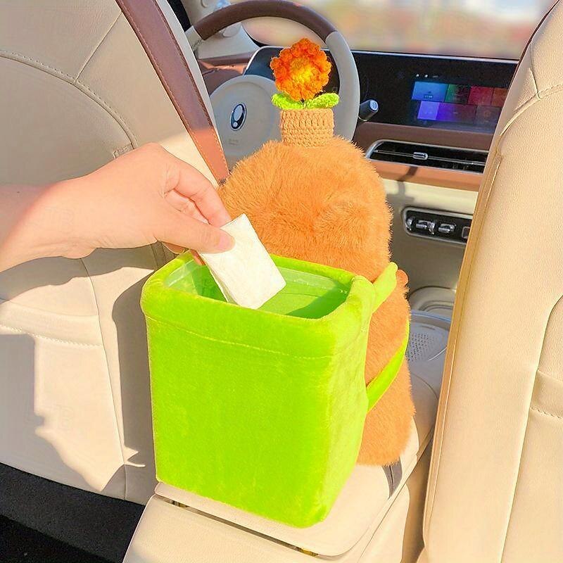 2025年 1個の多機能車用ゴミ箱ティッシュボックスかわいいカピバラデザインの車内収納アクセサリーで車を清潔に整理整頓できます。  コレクション – $35.99 –P4