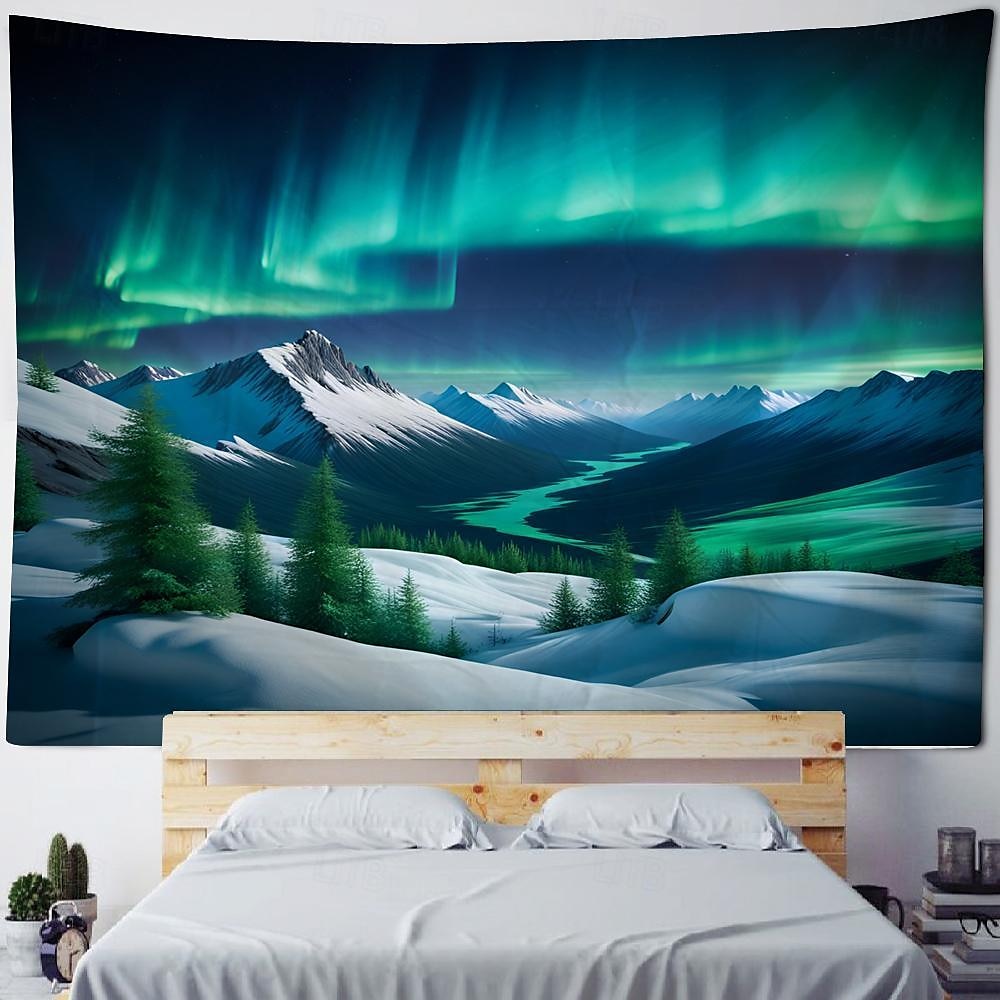 natura wiszące gobelin wall art duży gobelin mural wystrój fotografia tło koc kurtyna strona główna sypialnia salon dekoracja północne światło aurora 2025 - $16.99 –P5