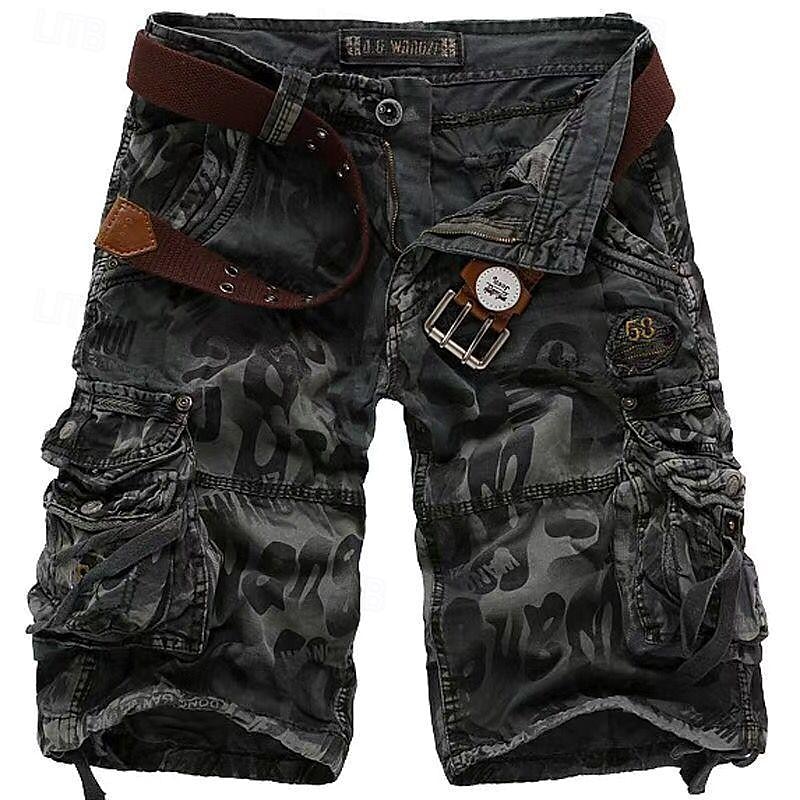 Homme Shorts cargo Short camouflage Shorts de Randonnée Multi-poches Camouflage Longueur Genou Quotidien ancien Streetwear Vert Véronèse Bleu de 2025 ? $28.99 –P4