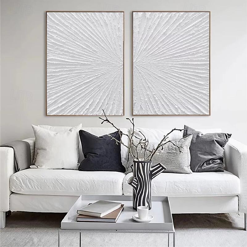 ručně malovaná abstraktní minimalistická monochromatická olejomalba ruční triptych umění na plátně bílá texturovaná olejomalba minimalistická nástěnná malba nástěnná malba 2025 - $125.99 –P7