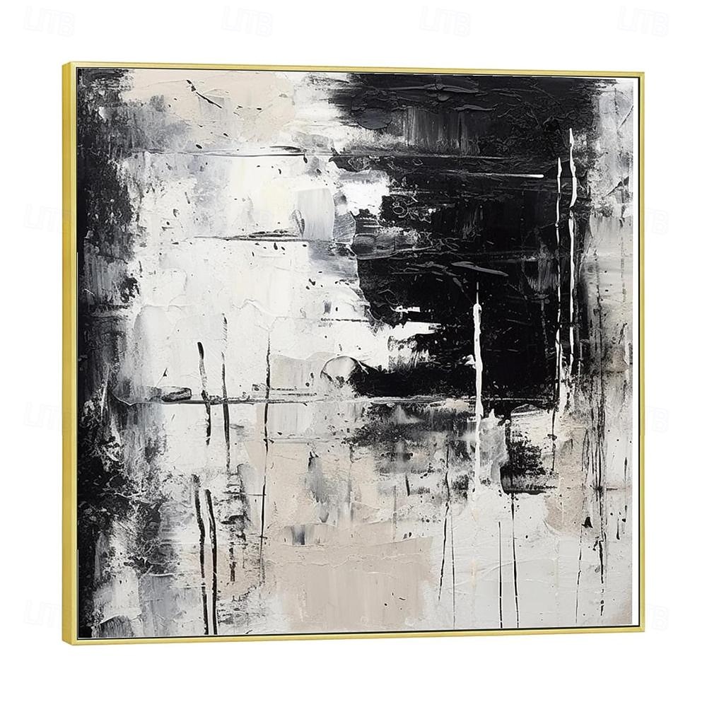 handgemachtes Ölgemälde Acryl Leinwand Wandkunst Dekoration minimal schwarz und weiß abstrakte Textur für Wohndekor gerollt rahmenloses ungedehntes Gemälde 2026 - $61.99 –P8