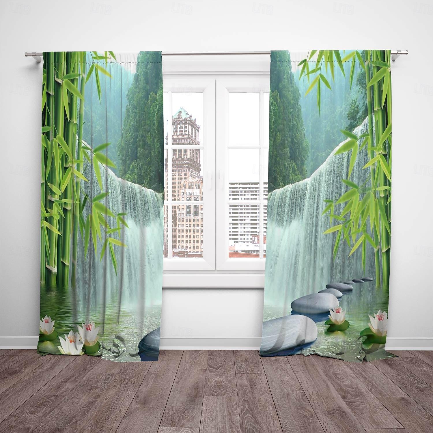 2 paneler natur skog gardin draperier mörkläggningsgardin för vardagsrum sovrum kök fönster behandlingar värmeisolerat rum mörkläggning 2025 - $30.99 –P7