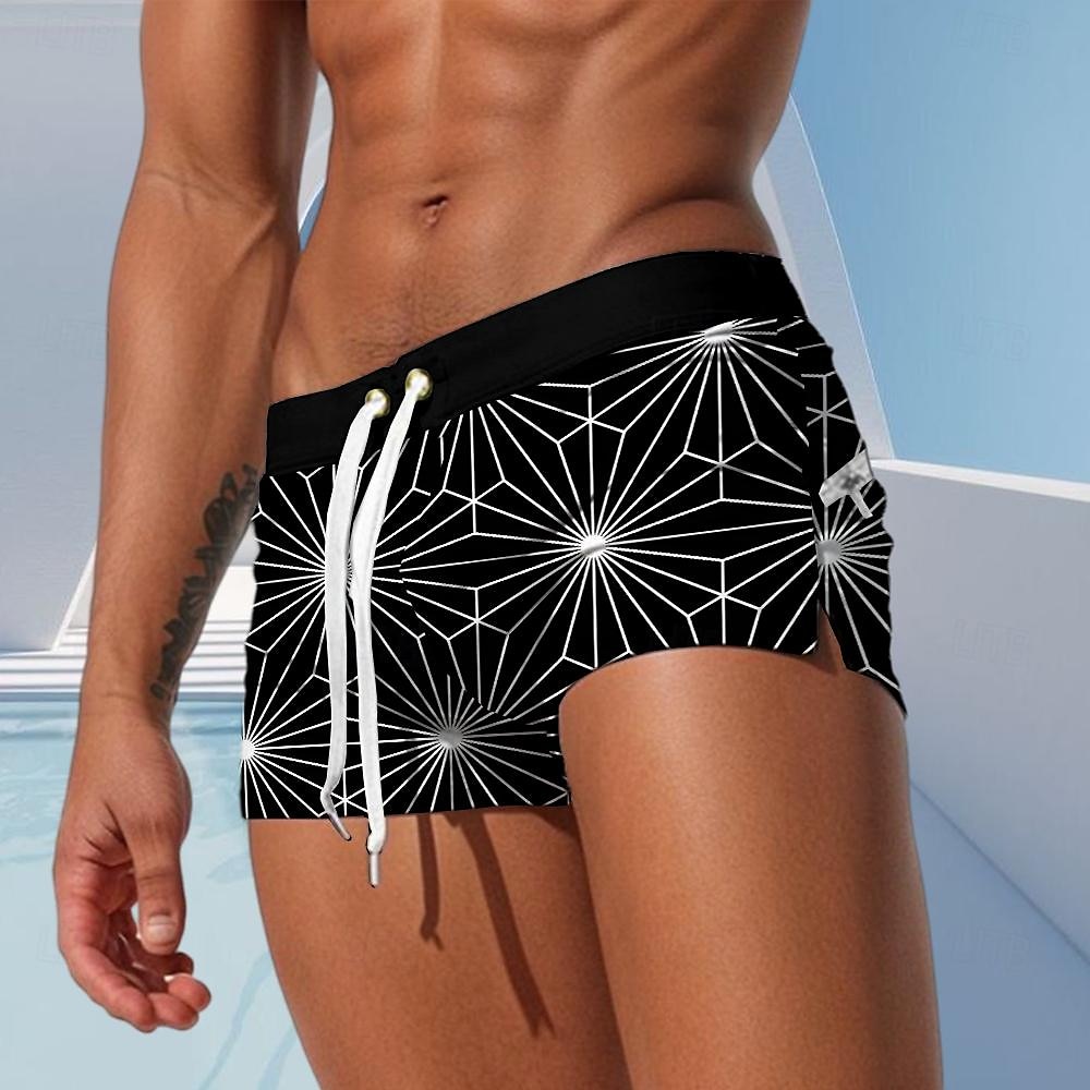 Herr Geometriska mönster Badshorts Boardshorts Boxershorts Medium Midja Mode Designer Surfing Helgdag Strand Ficka Snörning Elastisk midja Designer Kläder 2025 - $19.99 –P3