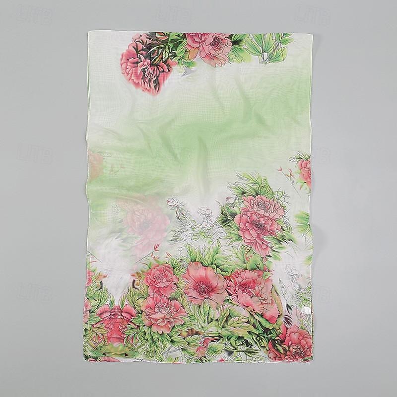Women's Rectangle Scarf Street Daily Date Grey Yellow Scarf Floral 2025 - $7.49 –P6