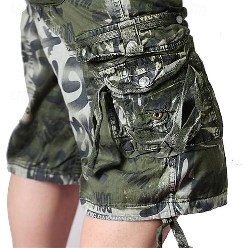 Homme Shorts cargo Short camouflage Shorts de Randonnée Multi-poches Camouflage Longueur Genou Quotidien ancien Streetwear Vert Véronèse Bleu de 2025 ? $28.99 –P9
