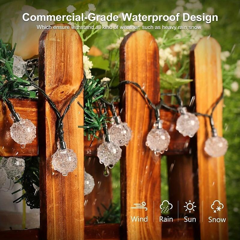 Elegant Wedding Reception Party Solar Powered Crystal Bubble Ball String Lights, 10M-100 LEDs 8 Lighting Modes for Christmas Garden, Camping, Parties, Weddings, Birthdays & Outdoor Decor 2025 - $38.99 –P4