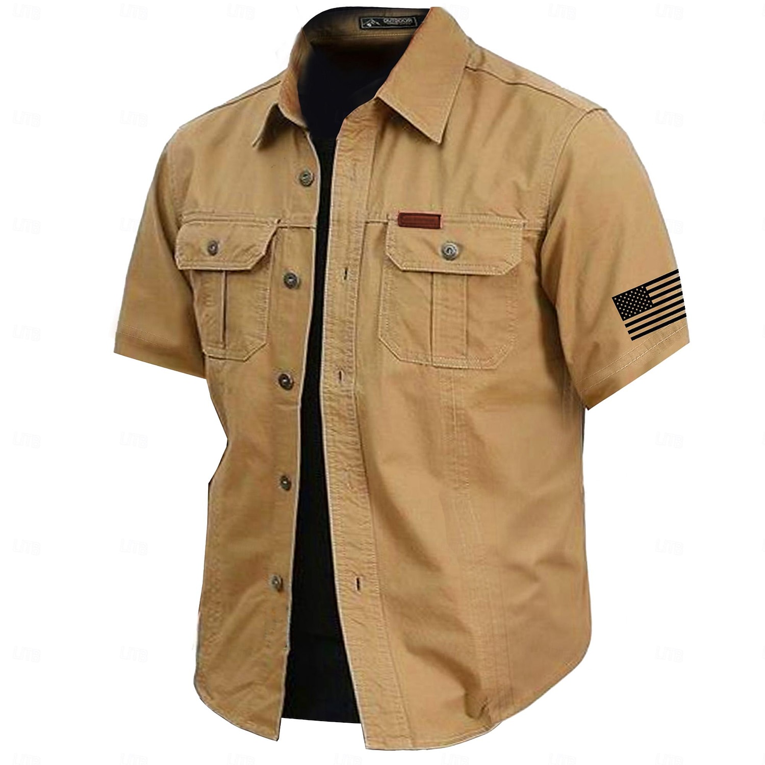 Per uomo Tinta unica Camicia da lavoro Camicia Western Camicia cargo Manica Corta Casual Pantaloni Tattici Vacanza Quotidiano Uscire Estate Collo ripiegato Bavero Tasca Verde militare Bianco sporco del 2026 a $27.99 –P6