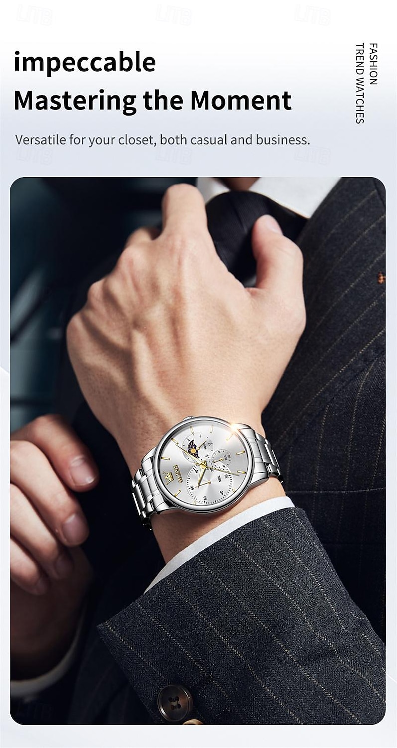 New Olevs Brand Business Men'S Watch Luminous Chronograph 24-Hour Indication Fashion Trend Leisure Multifunction Quartz Watch Steel Belt Waterproof Sports Men'S Wristwatch 2025 - $31.99 –P14