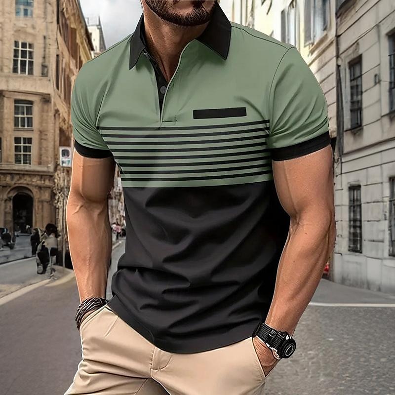 Homme Rayé Polo Chemise de golf Manche Courte Polos Chemises à Col Vêtement décontracté de travaile Vêtements de travail Tenue formelle Vêtements de festival Boutons Impression 3D Printemps & Été de 2025 ? $22.99 –P3