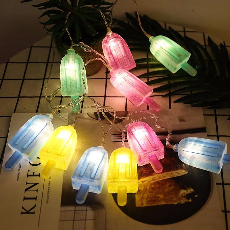 LED Stick Ice String Light, Summer Stick Ice String Light 1.5m 10LED Battery Powered Ice Cream Color Lights Summer Party Home Decoration Garden Light 2025 - $15.99 –P2