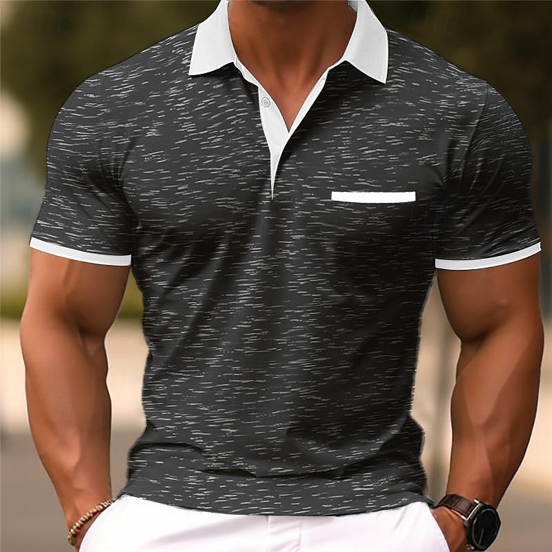Pánské Sportovní Polo Golfová košile Sport Klopa Krátký rukáv Módní Základní Barevné bloky Slátanina Léto Běžný Černá Rubínově červená Námořnická modř Světle šedá Sportovní Polo 2025 - $17.99 –P3