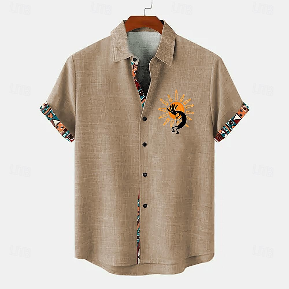 Per uomo Camicia Camicia di lino Camicia hawaiana estiva Camicie retrò Camicia vintage Camicia etnica Quotidiano Verde chiaro Blu Azzurro cielo Marrone Manica Corta Collo ripiegato Estate Primavera del 2025 a $25.99 –P5