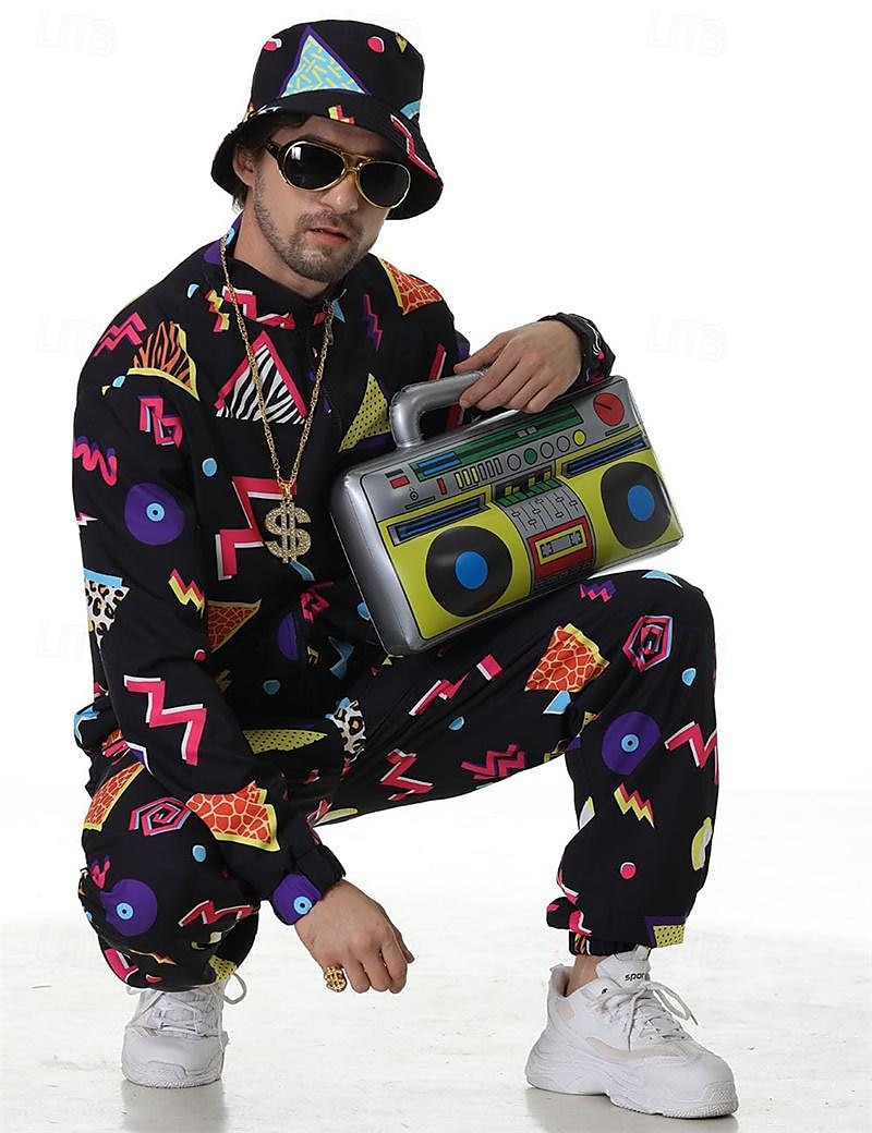 Retro / vintage 80-talet Hiphop Kläder Tillbehör set Sportkläder Disk Maskeradkläder Herr Karnevalsdräkt Halloween Karnival Nyår Fest / afton Prideparad Pride månad Vuxna Topp Byxor Armband Alla 2025 - $52.99 –P9