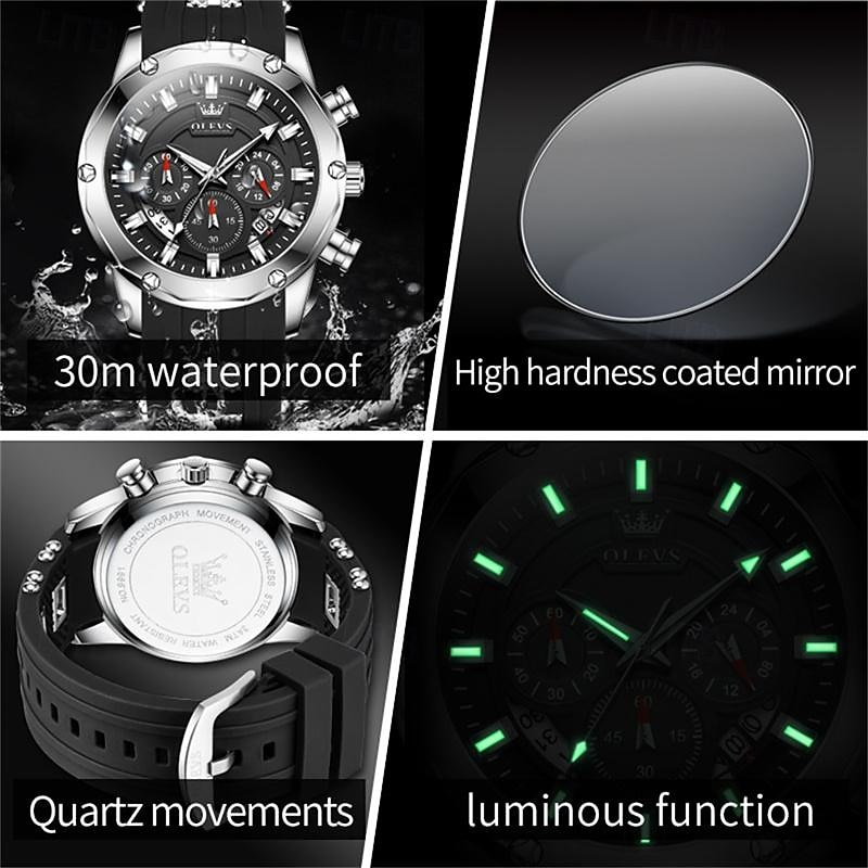 New Olevs Brand Men'S Business Watch Luminous Chronograph 24-Hour Indication Fashion Trend Multifunction Quartz Watch Waterproof Leisure Sports Men'S Wristwatch 2025 - $34.99 –P10