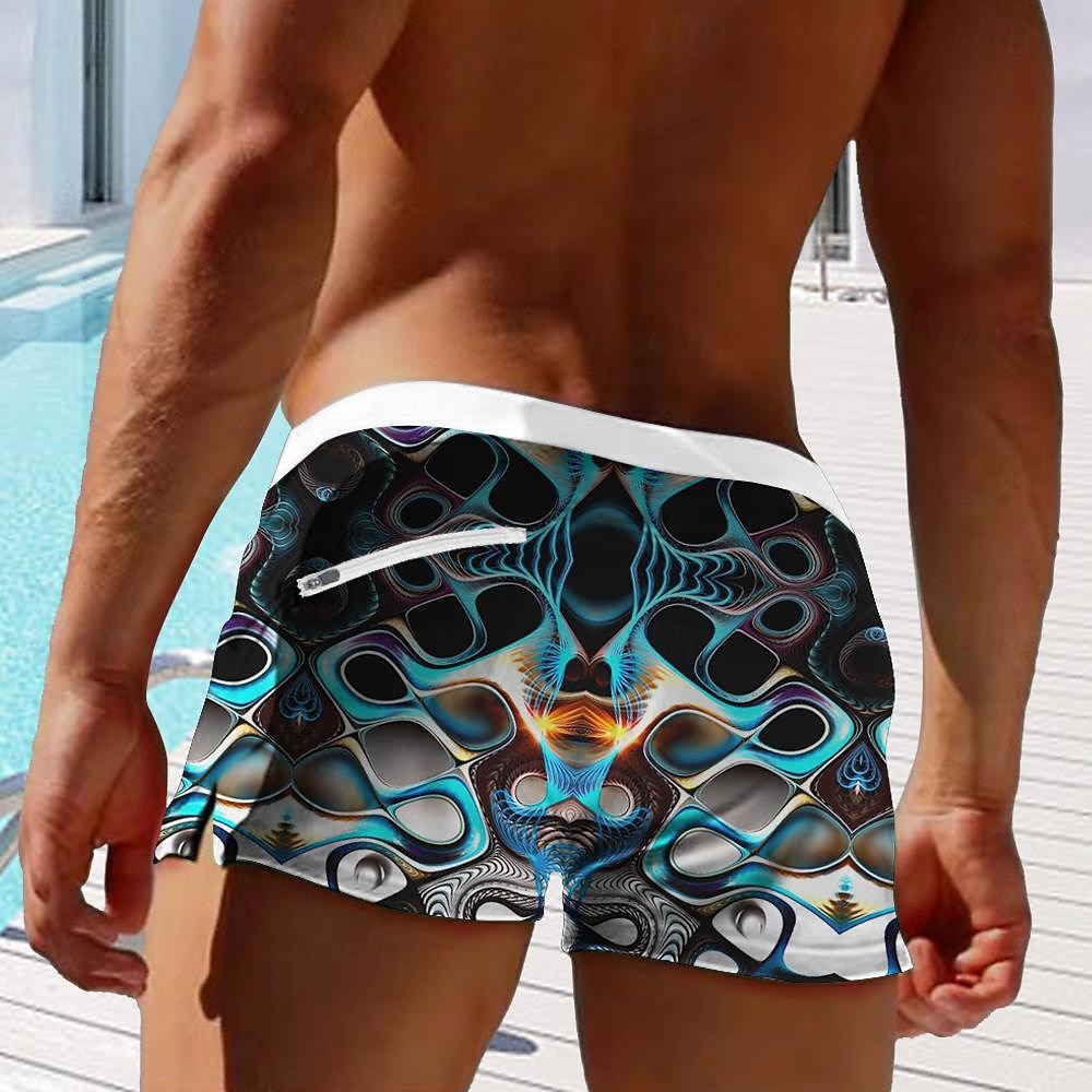Miesten 3D Print Geometrinen printti Uimahousut Uimashortsit Surffishortsit Keskivyötärö Muoti Suunnittelija Surffaus Pyhäpäivä Hiekkaranta Kurenauha Tasku Joustava vyötärö Suunnittelija Vaatetus 2025 - $19.99 –P2