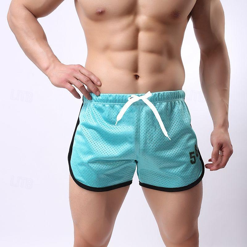 2025年 男性用 アスレチックショーツ ランニングショーツ ジムショーツ メッシュショーツ お出かけ 週末 高通気性 速乾性 メッシュ ドローストリング 弾性ウエスト 平織り ショート 体操服 アクティブウェア ブラック ホワイト コレクション – $11.49 –P3