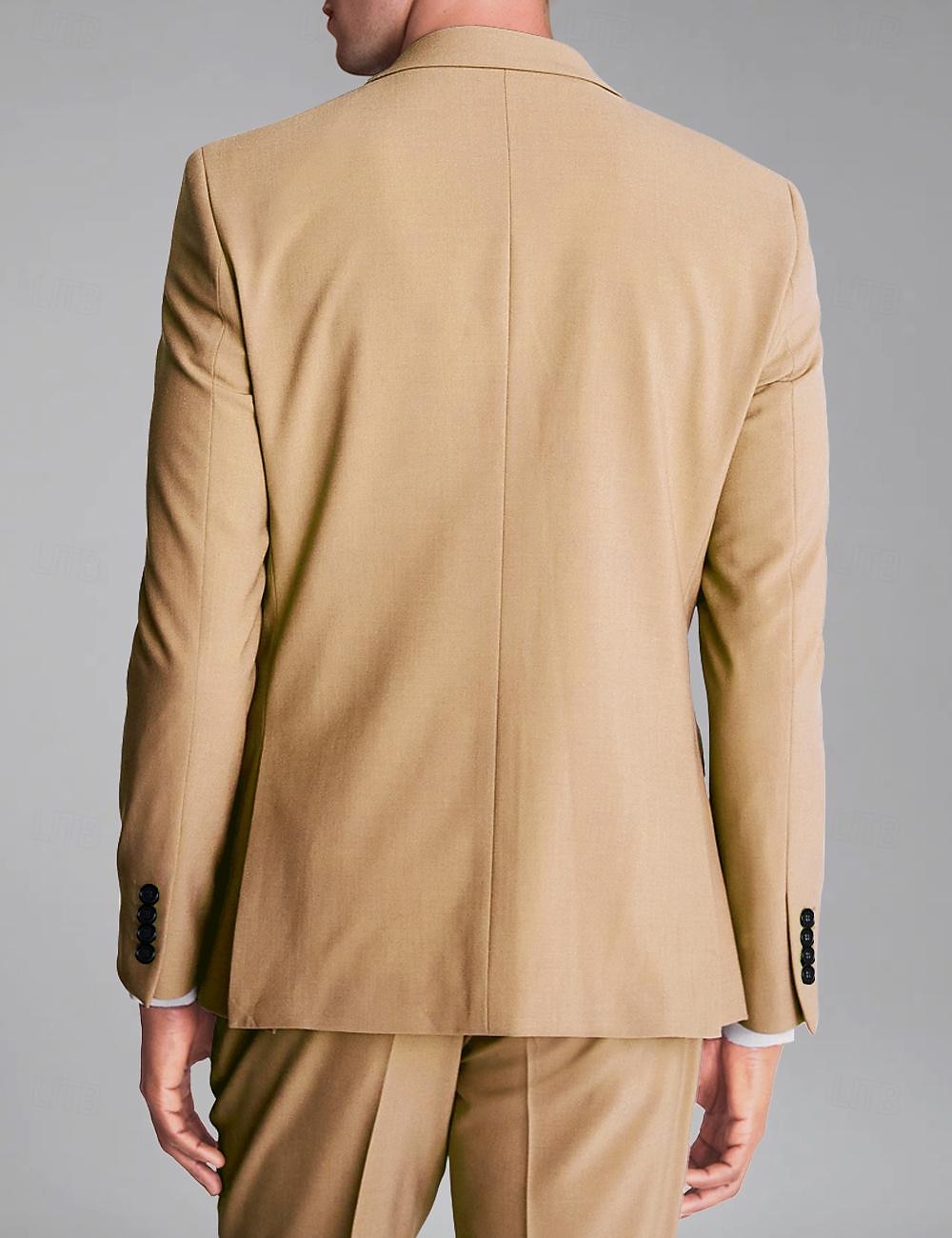 Completi da matrimonio per uomini in arancione e khaki moda business a tinta unita taglio su misura 2 pezzi a due bottoni monopetto del 2025 a $122.99 –P3