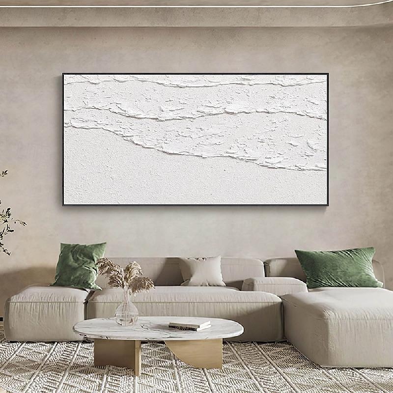 weiße Wellen abstrakte Malerei handgemachte weiße Wand Kunst horizontale Malerei Kunst weiß strukturierte Welle Malerei Wand Kunst weiß Leinwand Ölgemälde Wand Kunst weiß abstrakte Ozean Wand Kunst 2025 - $69.99 –P2