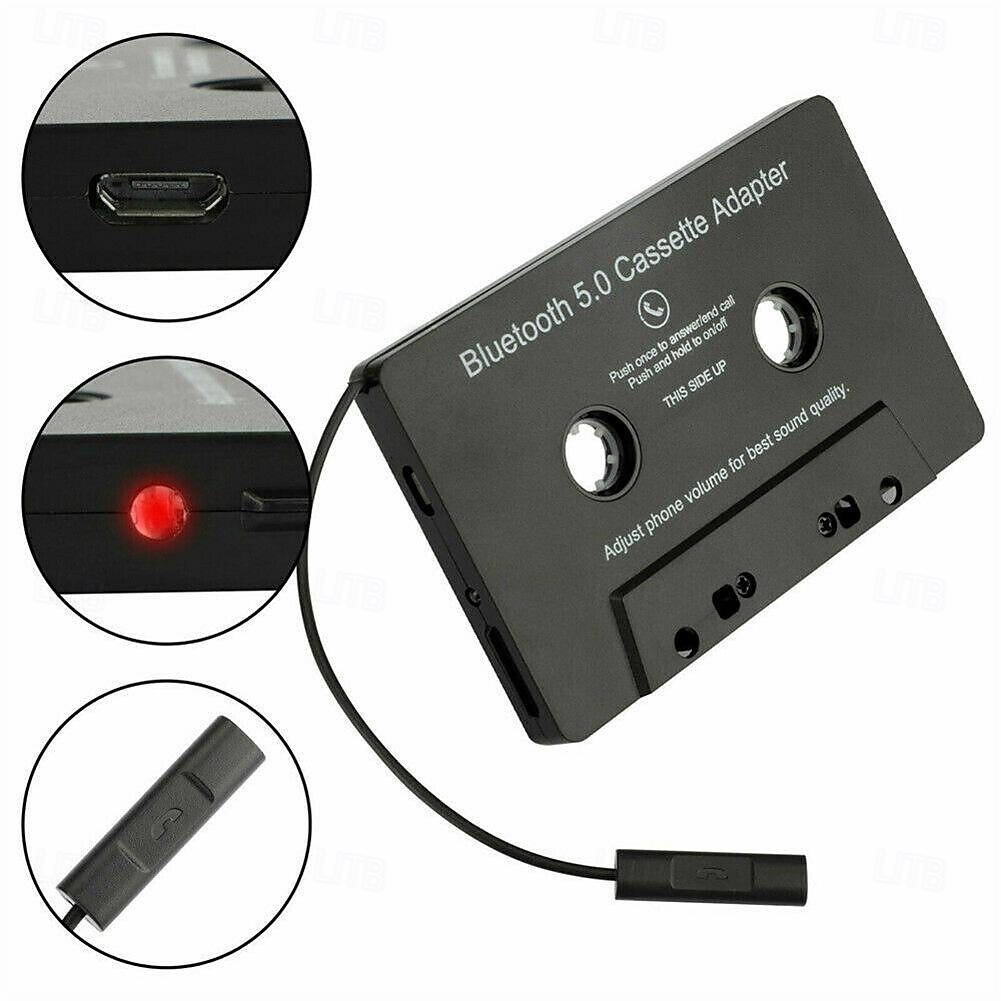 Bluetooth 5.0 auto audio stereo cassette voertuig Bluetooth tape converter cassettespeler auto mp3 handsfree telefoonboek voor iPhone 2025 - $26.99 –P5