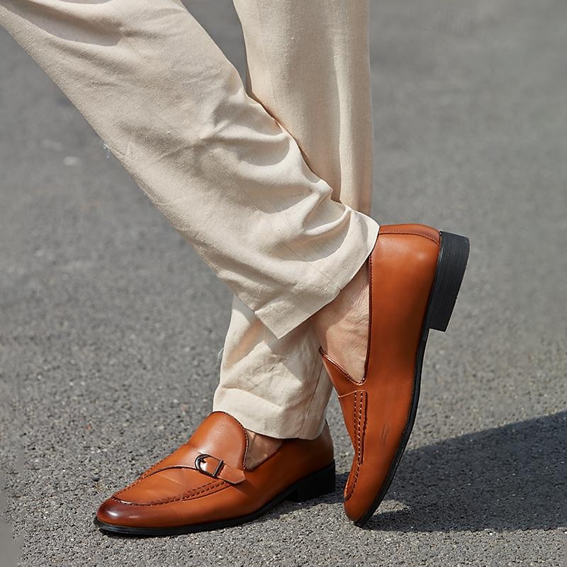 chaussures à sangle de moine marron pour hommes - chaussures habillées élégantes à boucle en cuir pour tenue formelle et décontractée de 2025 ? $54.99 –P1