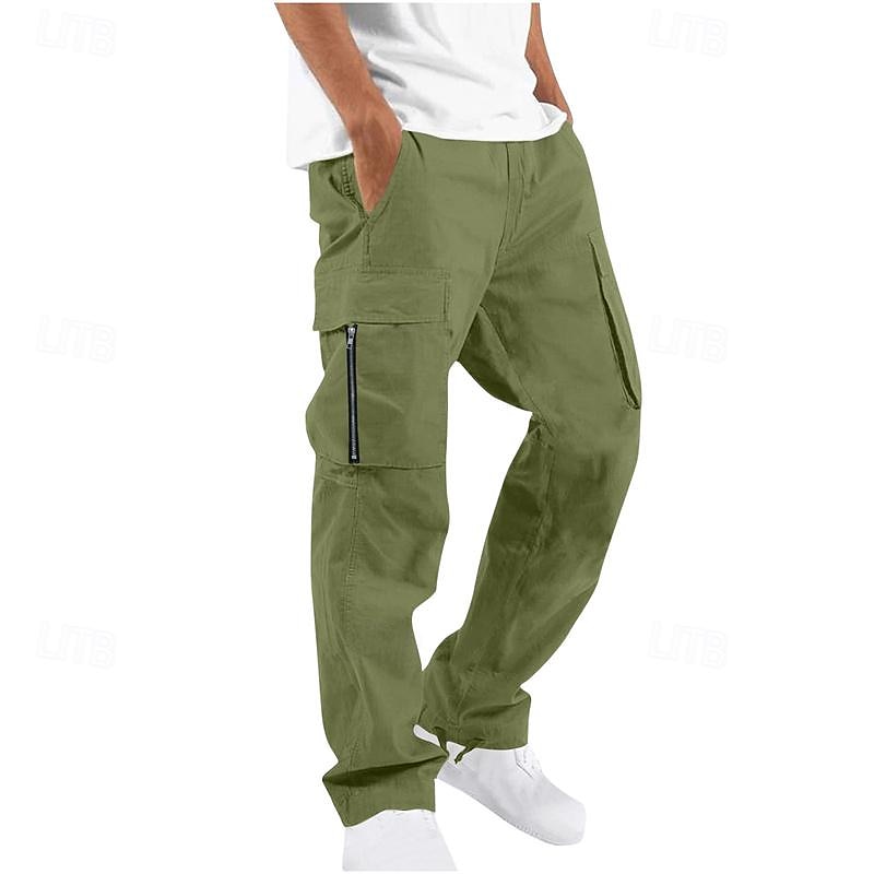 Men's Cargo Pants Trousers Elastic Waist Multi Pocket Plain Wearable Daily Camping & Hiking Classic Black Army Green 2025 - $17.99 –P1