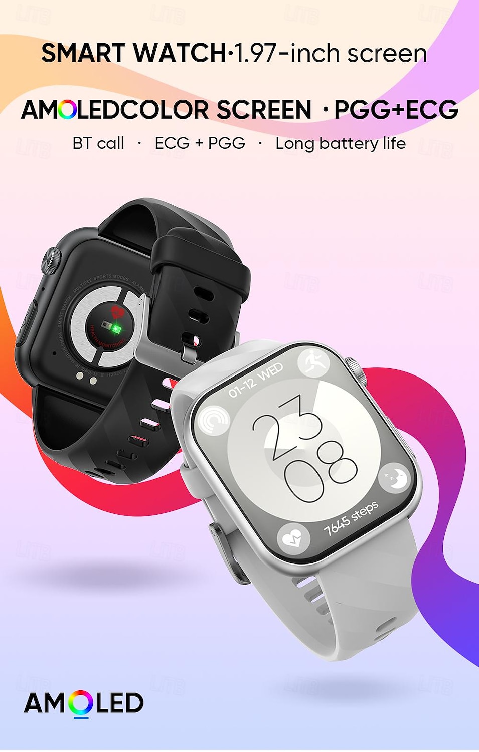 iMosi MT500 Smart Watch 1.97 inch Smartwatch Fitness Running Watch Bluetooth ECG+PPG Temperature Monitoring Pedometer Compatible with Android iOS Women Men Hands-Free Calls Waterproof Media Control 2025 - $74.99 –P1