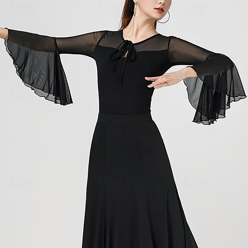 Latinamerikansk dans Topp Ren Färg Tvinning Tyll Dam Prestanda Träning Ärmlös Hög Polyester 2025 - $28.99 –P4