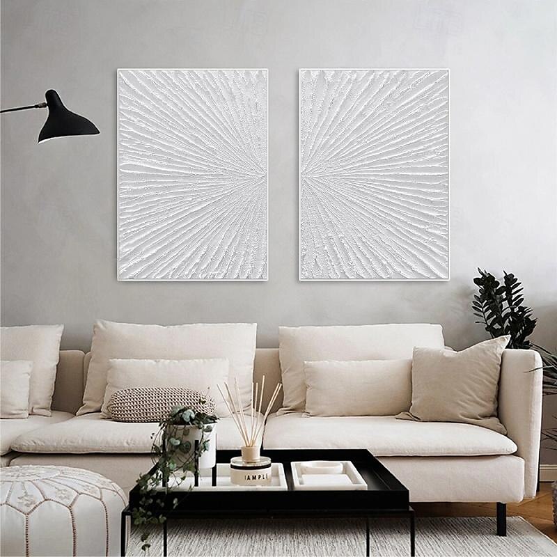 ručně malovaná abstraktní minimalistická monochromatická olejomalba ruční triptych umění na plátně bílá texturovaná olejomalba minimalistická nástěnná malba nástěnná malba 2025 - $125.99 –P3