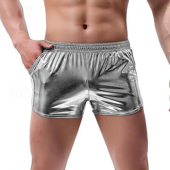 Retro 80. léta Mini Kraťasy PU šortky Disko Lesklý latexový patent Kov Pevná barva Pánské předvečer Všech svatých Karneval Pride Parade Měsíc hrdosti Dospělí Kraťasy Léto 2025 - $13.99 –P3