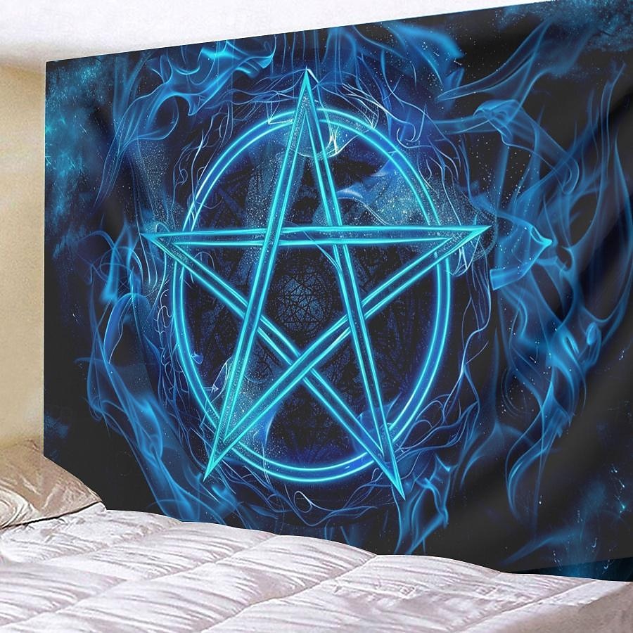 pentagram wicca wiccan pohanský psychedelický závěsný gobelín nástěnné umění velký gobelín nástěnná malba výzdoba fotografie pozadí přikrývka opona domácí ložnice dekorace obývacího pokoje 2025 - $17.99 –P18