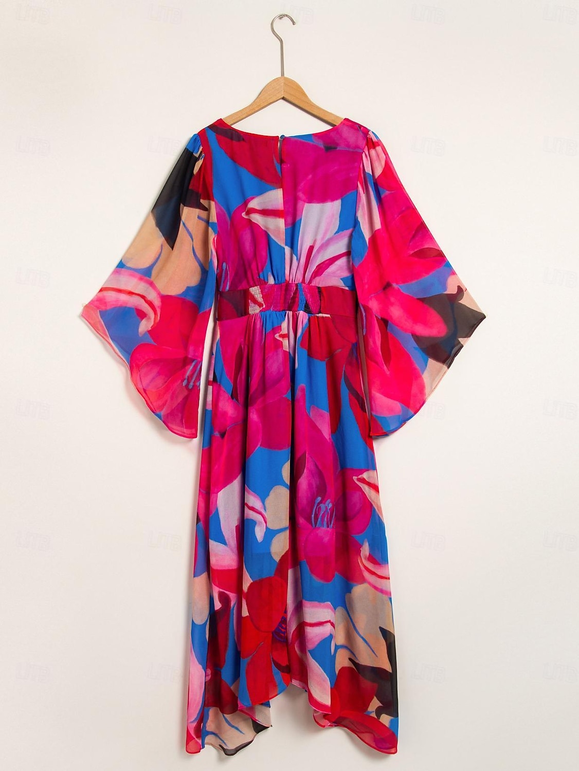 Femmes Robe d'invité de mariage Robe d'Été Robe d'été Robe Longue Maxi Robe Rose rouge manche longue Mode Fleurs Fleurs / Plantes Col en V Ourlet irrégulier Style Floral Printemps & Été Col en V de 2025 ? $97.99 –P3