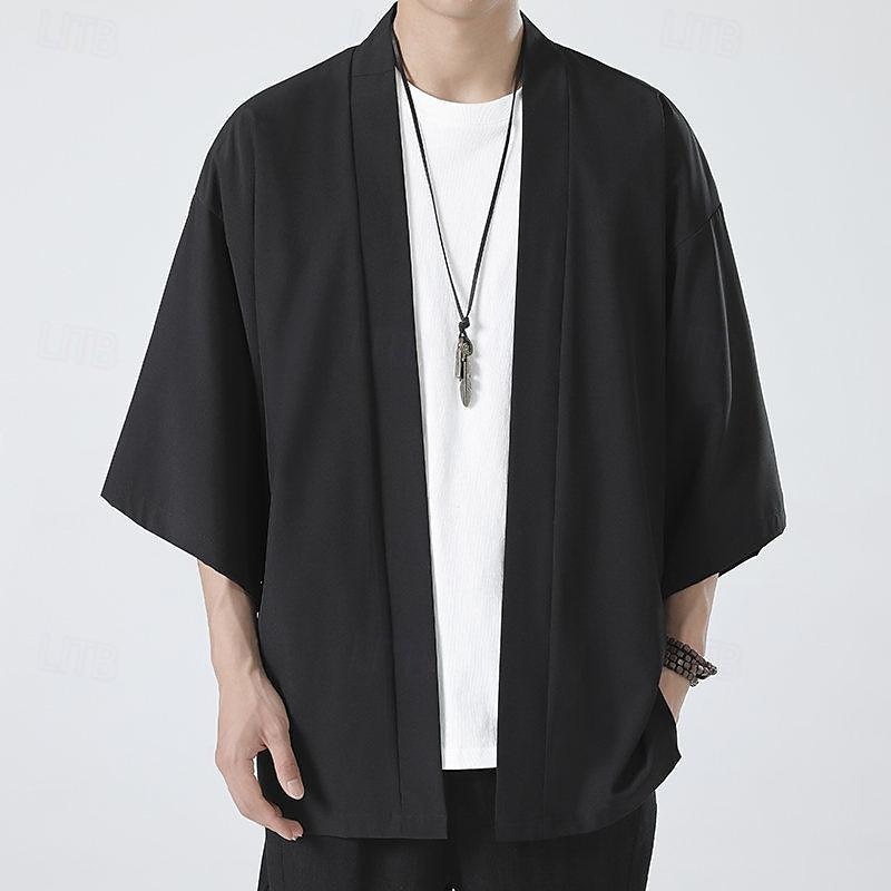 Per uomo Mantello / mantelle Giacca Kimono Esterno Giornaliero Crema solare Traspirante Primavera estate Liscio Di tendenza Informale Colletto Standard Nero Bianco Rosa Blu Grigio chiaro Giacca del 2025 a $17.99 –P1