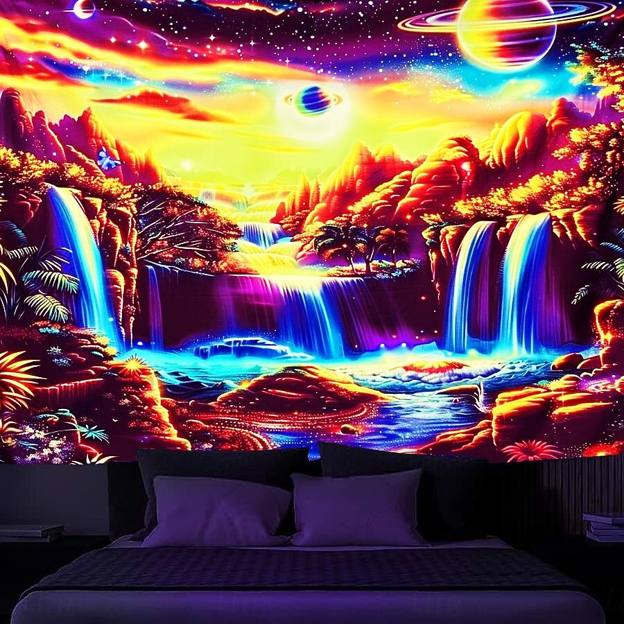 blacklight ταπετσαρία uv αντιδραστική λάμψη στη σκοτεινή λάμψη πάρτι νέον φαντασίας καταρράκτης ουράνιο τόξο ψυχεδελικό trippy ομιχλώδης κρεμαστή ταπετσαρία τοίχου τοιχογραφία για κρεβατοκάμαρα 2025 - $18.99 –P11
