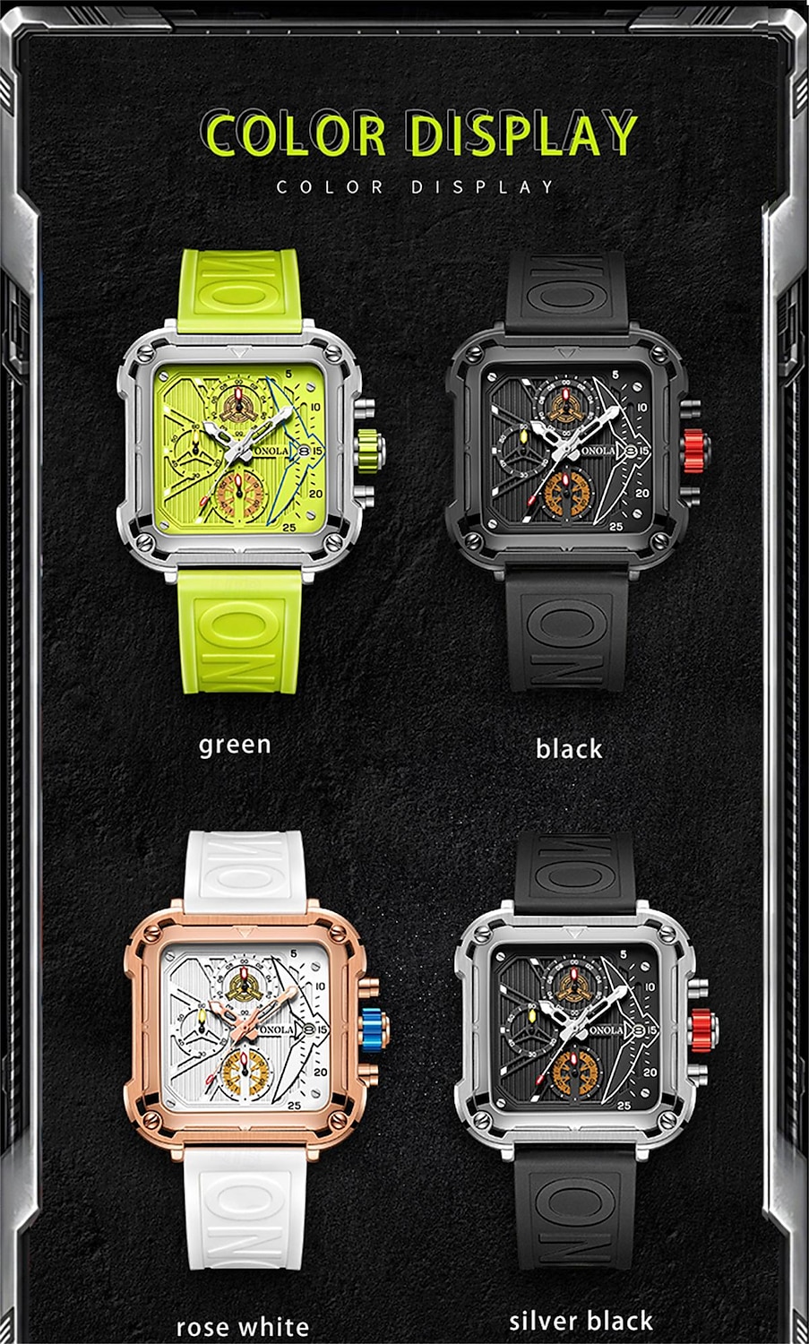 ONOLA Men Quartz Watch Creative Fashion Casual Wristwatch Luminous Calendar Waterproof Decoration Silicone Gel Watch 2025 - $52.99 –P11
