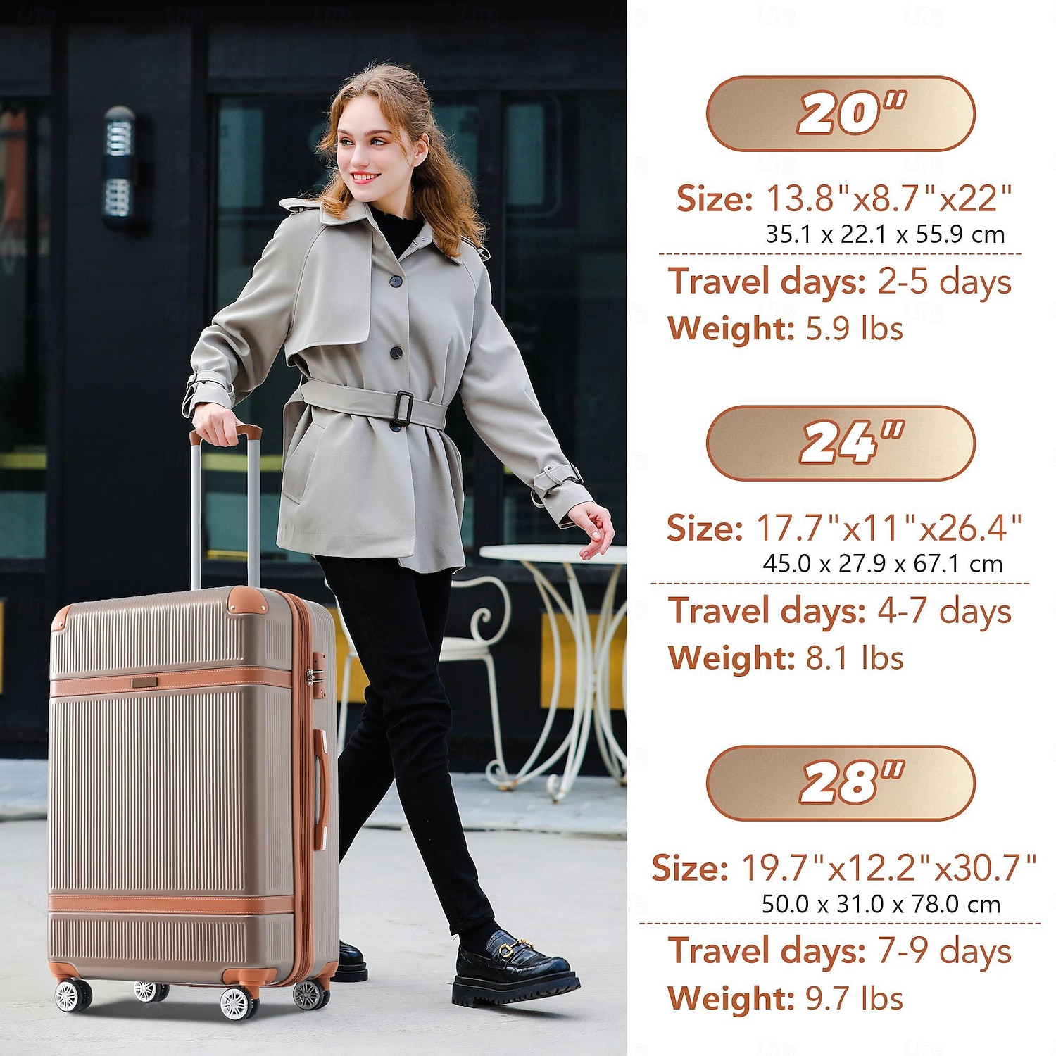 Ensemble de valises 3 pièces, bagage de voyage léger et extensible à coque rigide en ABS avec serrure Tsa, roulettes pour hommes et femmes de 2025 ? $296.09 –P5