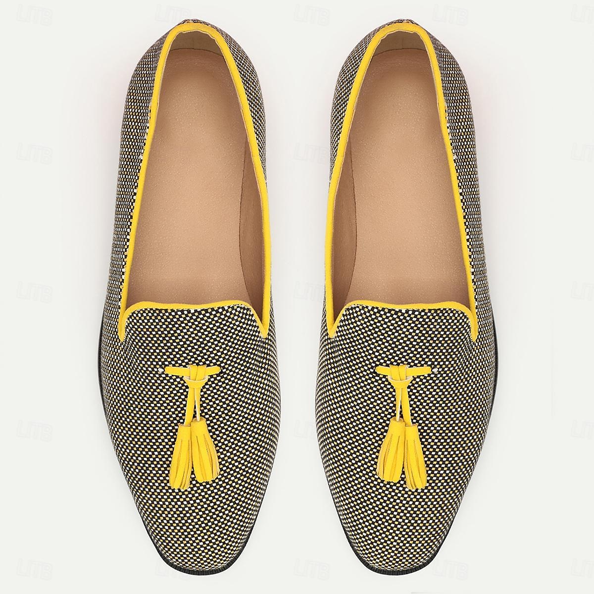 Homme Mocassins et Slip On Mocassins de confort Nylon Microfibre Confortable Antidérapantes Mocassins Noir / Jaune de 2025 ? $54.99 –P2