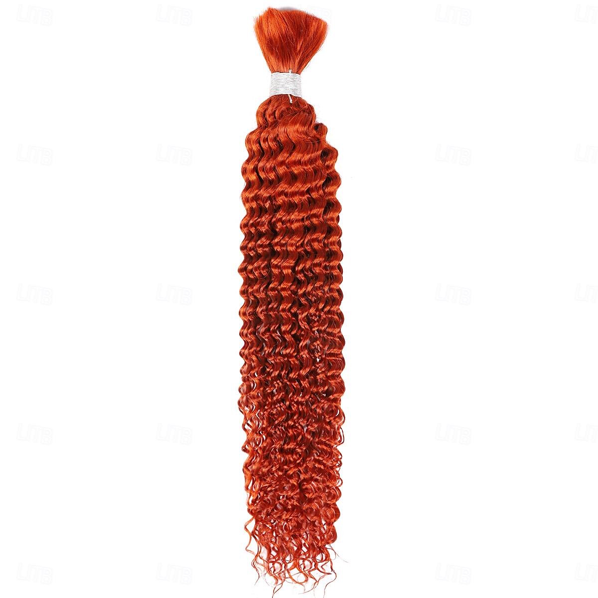 Extensions de cheveux humains orange en vrac, cheveux ondulés profonds, 1 lot de 2025 ? $71.99 –P1