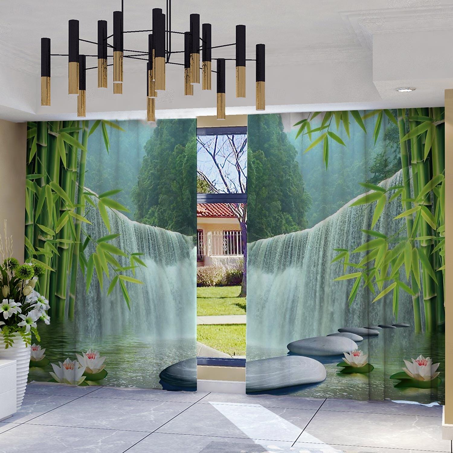 2 paneler natur skog gardin draperier mörkläggningsgardin för vardagsrum sovrum kök fönster behandlingar värmeisolerat rum mörkläggning 2025 - $30.99 –P9